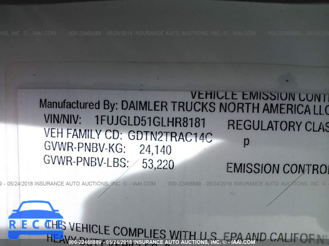 2016 FREIGHTLINER CASCADIA 125 1FUJGLD51GLHR8181 image 9