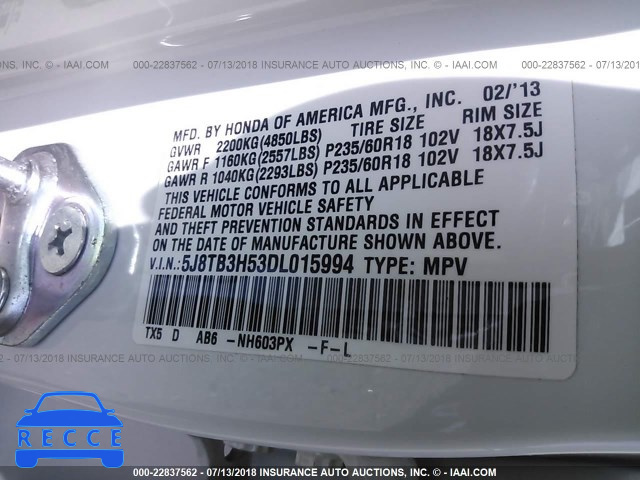 2013 ACURA RDX TECHNOLOGY 5J8TB3H53DL015994 image 8