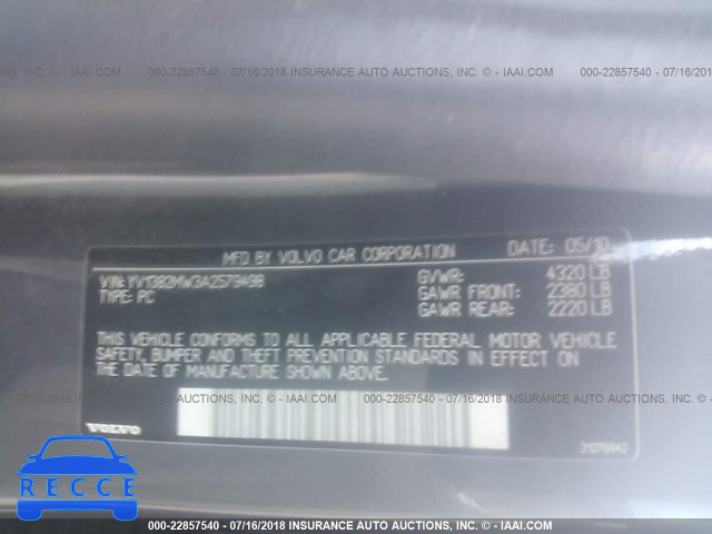 2010 VOLVO V50 2.4I YV1382MW3A2579498 Bild 8