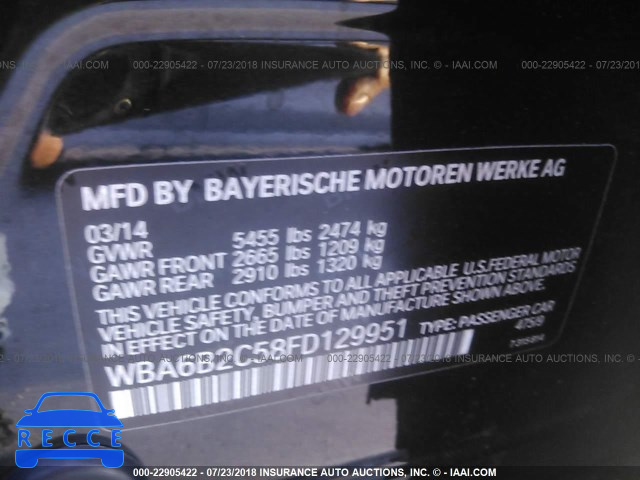2015 BMW 650 I/GRAN COUPE WBA6B2C58FD129951 зображення 8