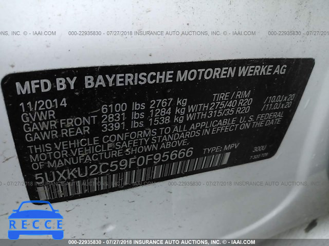 2015 BMW X6 XDRIVE35I 5UXKU2C59F0F95666 Bild 8
