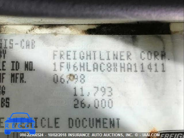 1999 FREIGHTLINER FL70 1FV6HLAC8XHA11411 image 9