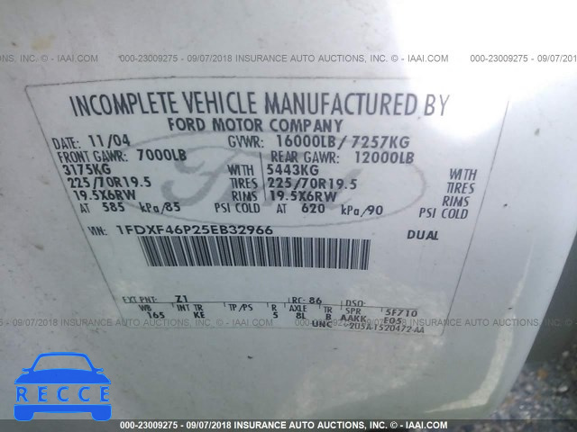 2005 FORD F450 SUPER DUTY 1FDXF46P25EB32966 image 9