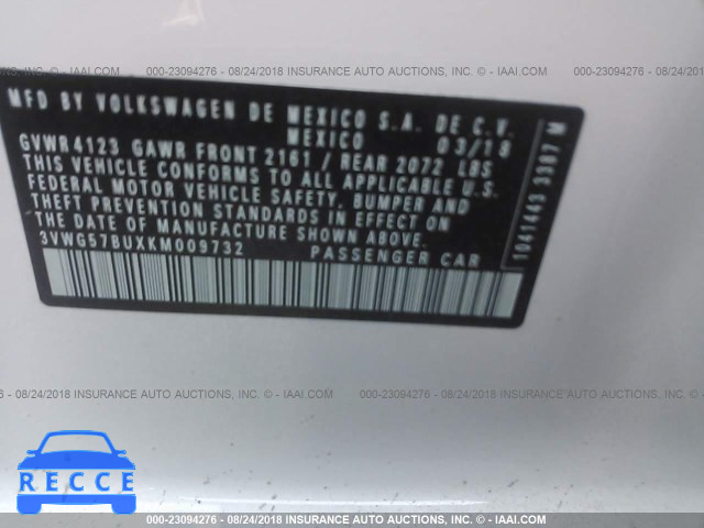 2019 VOLKSWAGEN JETTA SEL PREMIUM 3VWG57BUXKM009732 image 8