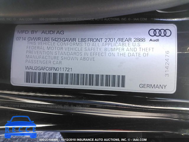 2015 AUDI A7 PRESTIGE WAU2GAFC6FN011721 зображення 8