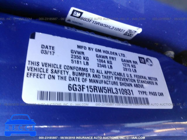 2017 CHEVROLET SS 6G3F15RW5HL310931 image 8