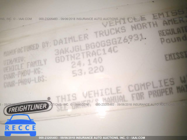 2016 FREIGHTLINER CASCADIA 125 3AKJGLBG0GSGZ6931 image 9