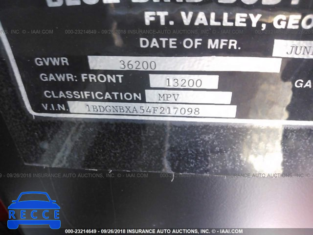 2004 BLUE BIRD BUS 1BDGNBXA54F217098 image 8