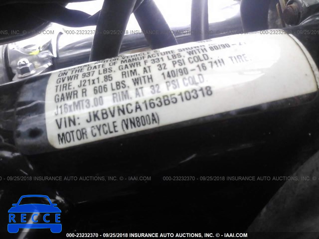2003 KAWASAKI VN800 JKBVNCA163B510318 зображення 9