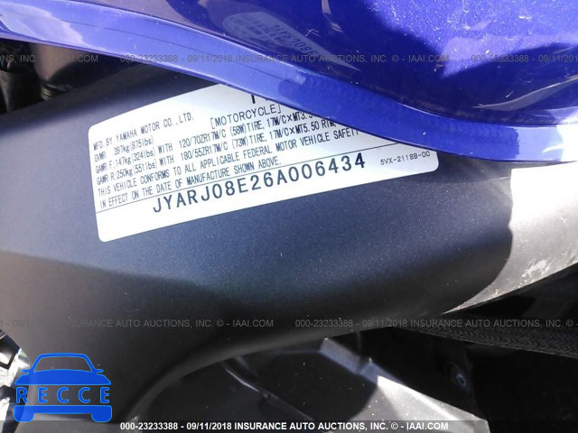 2006 YAMAHA FZ6 S JYARJ08E26A006434 зображення 9