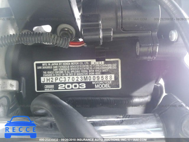2003 HONDA CBR600 RR JH2PC37023M009588 image 9