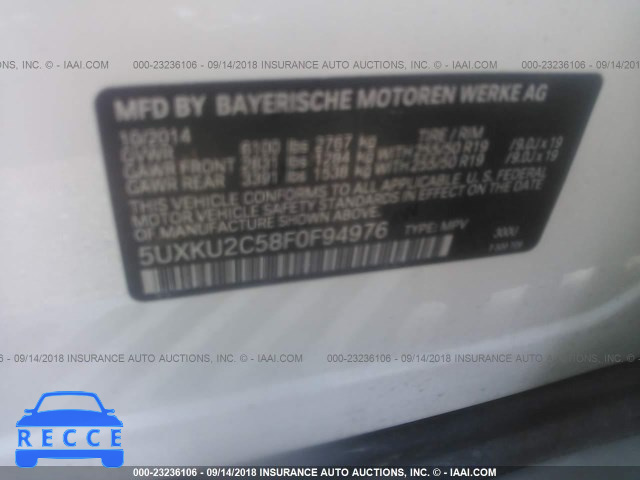 2015 BMW X6 XDRIVE35I 5UXKU2C58F0F94976 image 8