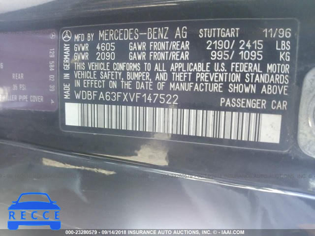 1997 MERCEDES-BENZ SL 320 WDBFA63FXVF147522 зображення 8