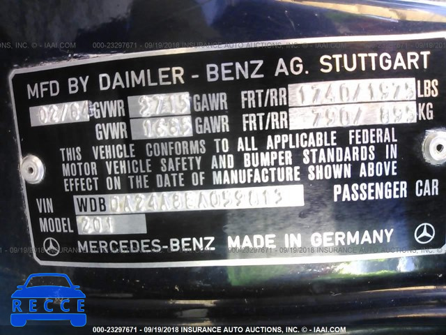 1984 MERCEDES-BENZ 190 E 2.3 WDBDA24A8EA059813 Bild 8