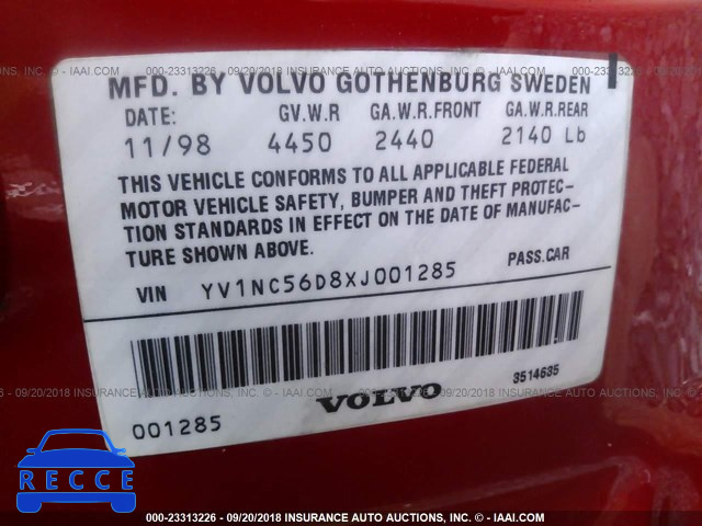 1999 VOLVO C70 TURBO YV1NC56D8XJ001285 image 8