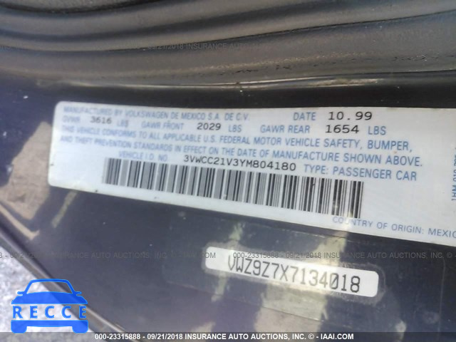 2000 VOLKSWAGEN CABRIO GL 3VWCC21V3YM804180 Bild 8