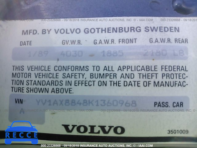 1989 VOLVO 244 DL/GL YV1AX8848K1360968 image 8
