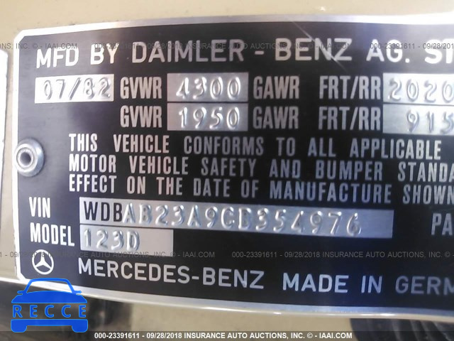 1982 MERCEDES-BENZ 240 D WDBAB23A9CB354976 image 8