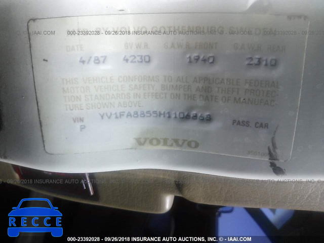 1987 VOLVO 740 GLE YV1FA8855H1106868 image 8