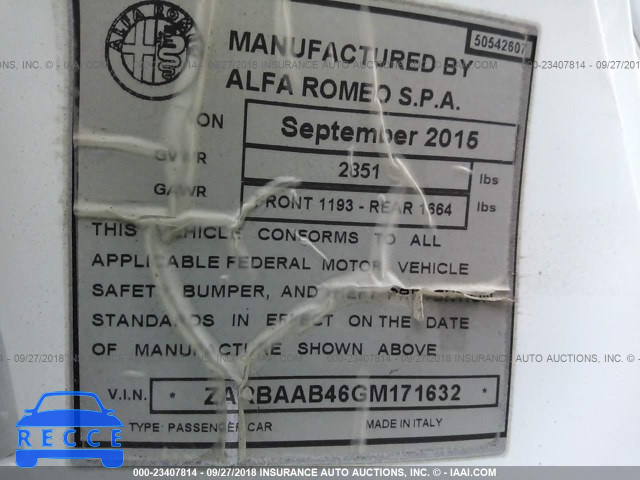 2016 ALFA ROMEO 4C SPIDER ZARBAAB46GM171632 image 8