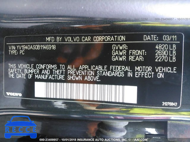 2011 VOLVO S80 3.2 YV1940AS0B1146918 image 8