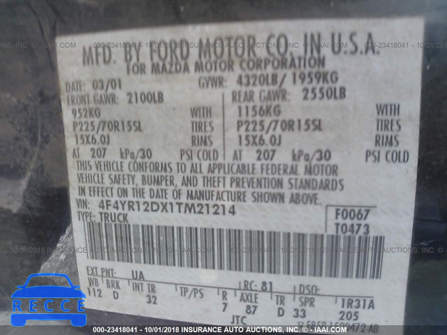 2001 MAZDA B2300 4F4YR12DX1TM21214 image 8