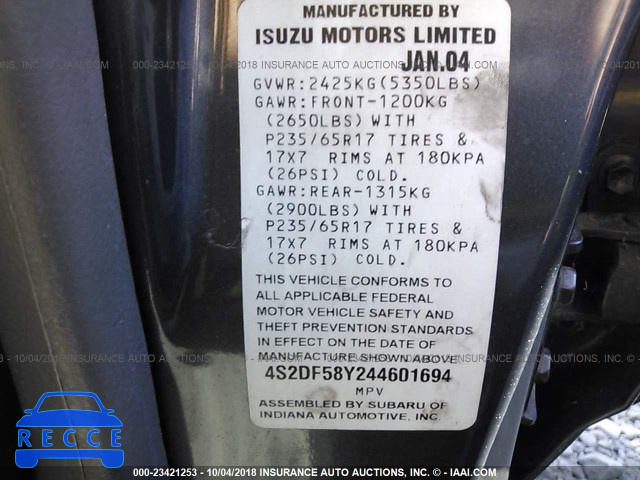 2004 ISUZU AXIOM XS 4S2DF58Y244601694 зображення 8