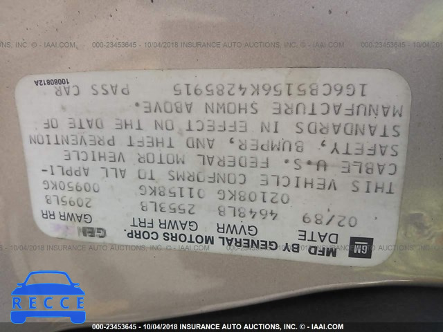1989 CADILLAC FLEETWOOD 1G6CB5156K4285915 Bild 8