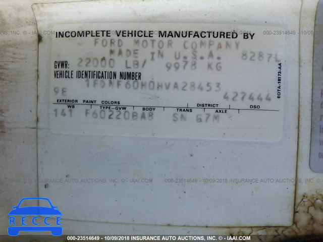 1987 FORD F600 1FDNF60H0HVA28453 image 9