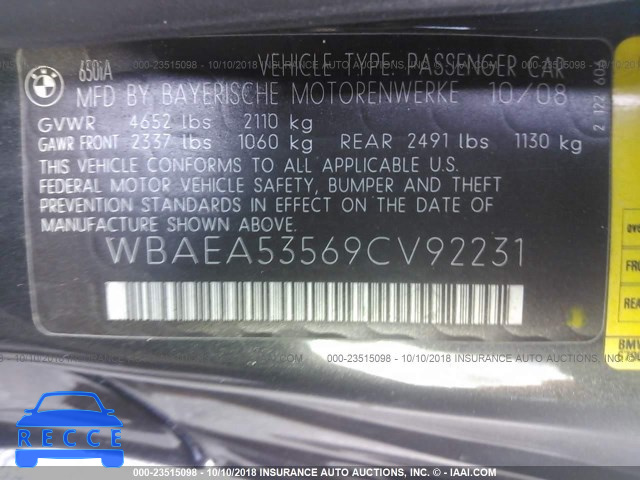 2009 BMW 650 I WBAEA53569CV92231 image 8