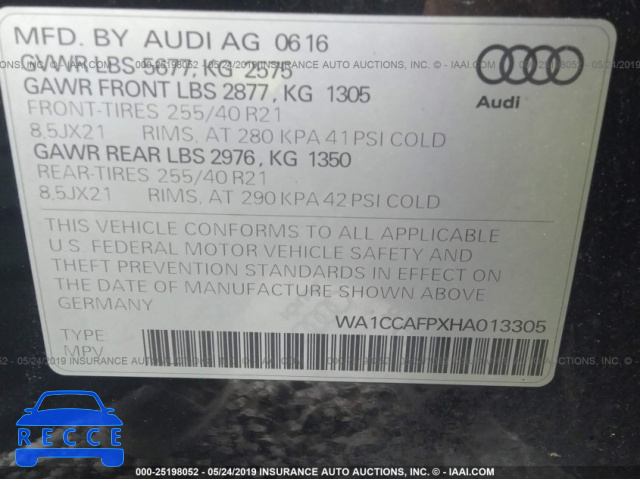 2017 AUDI SQ5 WA1CCAFPXHA013305 image 8