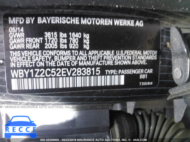 2014 BMW I3 BEV WBY1Z2C52EV283815 Bild 8