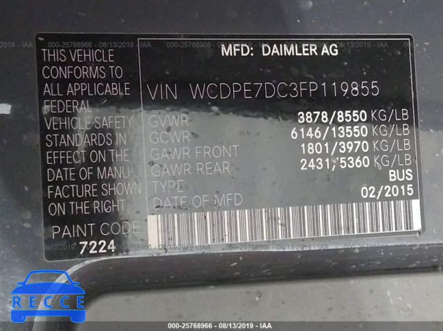 2015 FREIGHTLINER SPRINTER WCDPE7DC3FP119855 image 8
