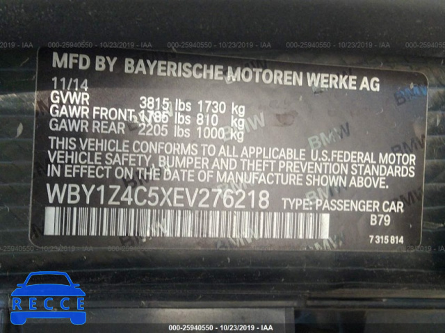 2014 BMW I3 REX WBY1Z4C5XEV276218 image 8