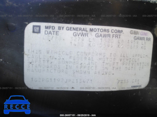 1988 PONTIAC FIERO GT 1G2PG1192JP215471 image 8