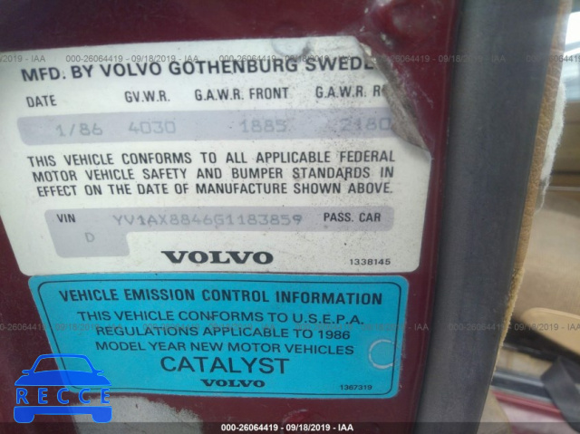 1986 VOLVO 244 DL/GL YV1AX8846G1183859 image 8