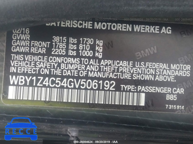 2016 BMW I3 REX WBY1Z4C54GV506192 зображення 8