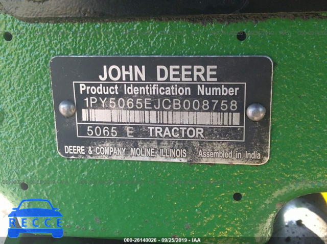 2008 JOHN DEERE TRACTOR 1PY5065EJCB008758 зображення 8