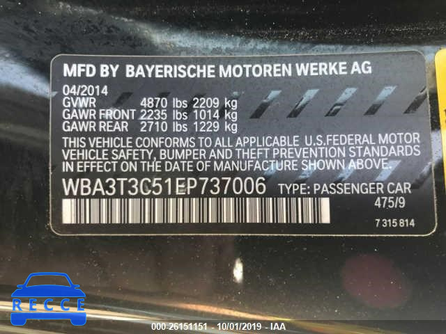 2014 BMW 435 I WBA3T3C51EP737006 image 8