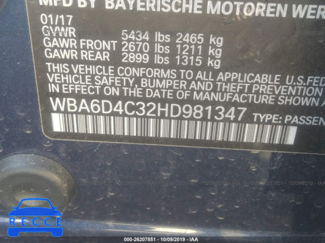 2017 BMW 650 I/GRAN COUPE WBA6D4C32HD981347 image 8