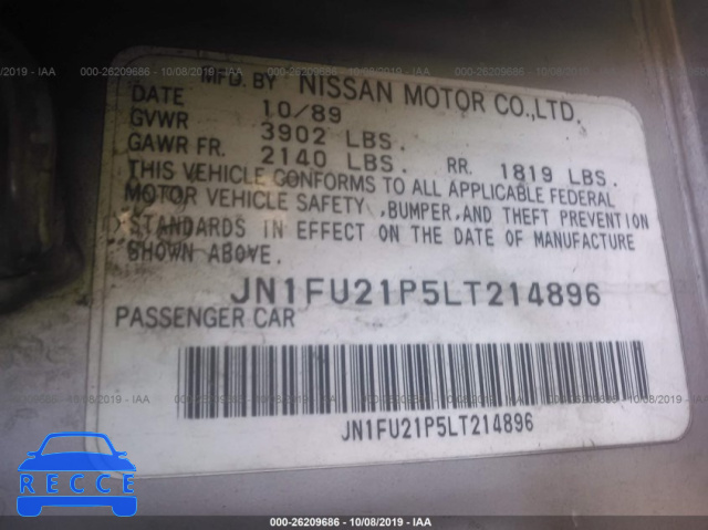 1990 NISSAN STANZA JN1FU21P5LT214896 image 8