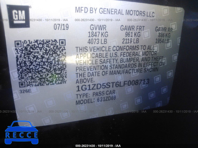 2020 CHEVROLET MALIBU LT 1G1ZD5ST6LF008713 image 8