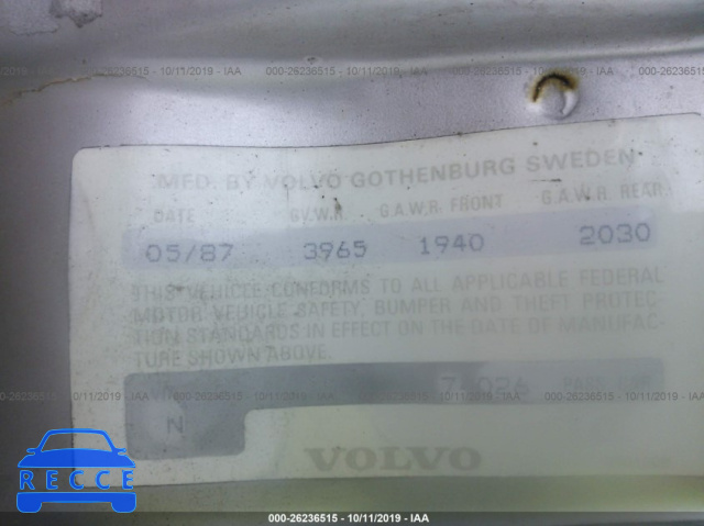 1987 VOLVO 740 GLE YV1FX8840H2174026 image 8