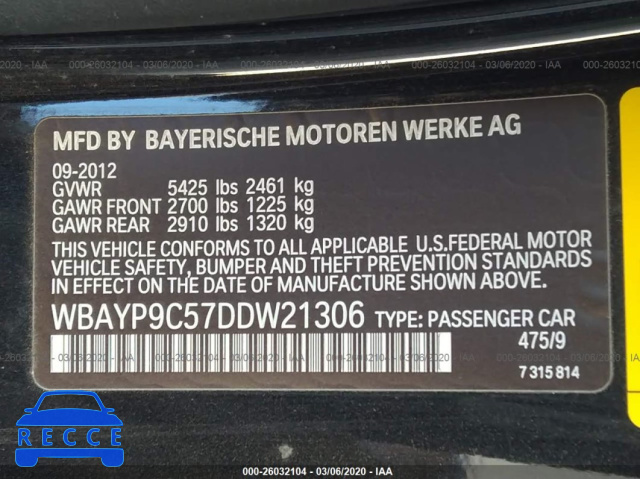 2013 BMW 6 SERIES I WBAYP9C57DDW21306 зображення 8