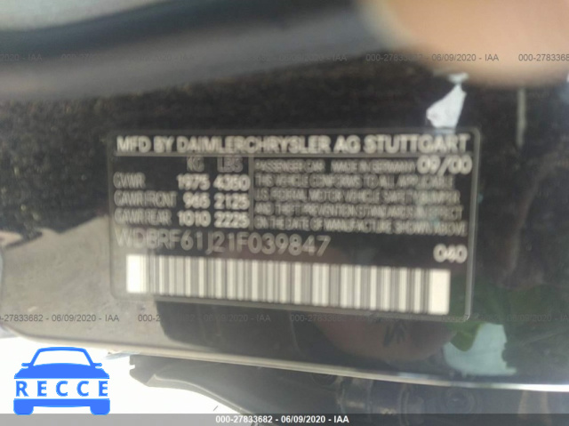 2001 MERCEDES-BENZ C-CLASS 240 WDBRF61J21F039847 image 8
