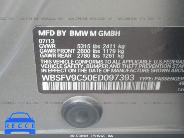 2014 BMW M5 WBSFV9C50ED097393 зображення 8