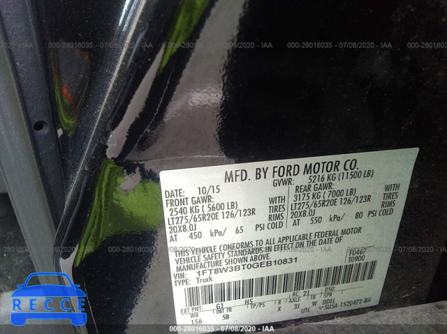 2016 FORD SUPER DUTY F-350 SRW PLATINUM/XL/XLT/LARIAT 1FT8W3BT0GEB10831 image 8