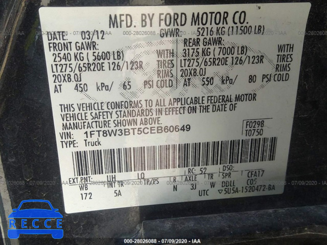2012 FORD SUPER DUTY F-350 SRW XL/XLT/LARIAT/KING RANCH 1FT8W3BT5CEB60649 image 8