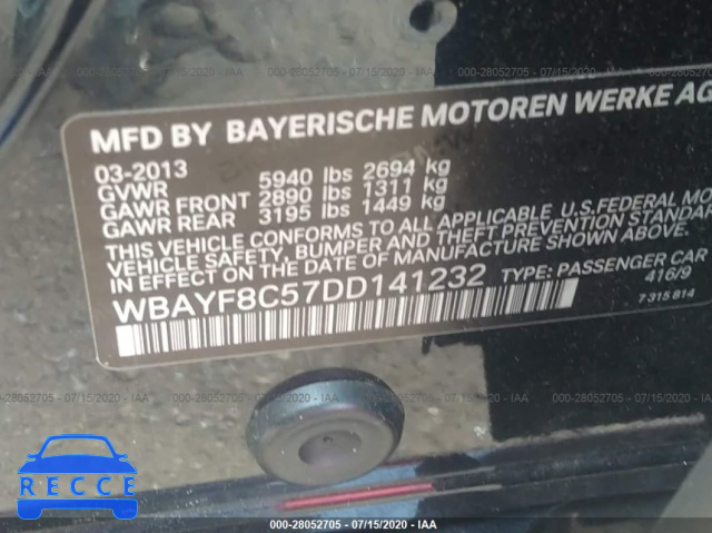 2013 BMW 7 SERIES LXI WBAYF8C57DD141232 image 8