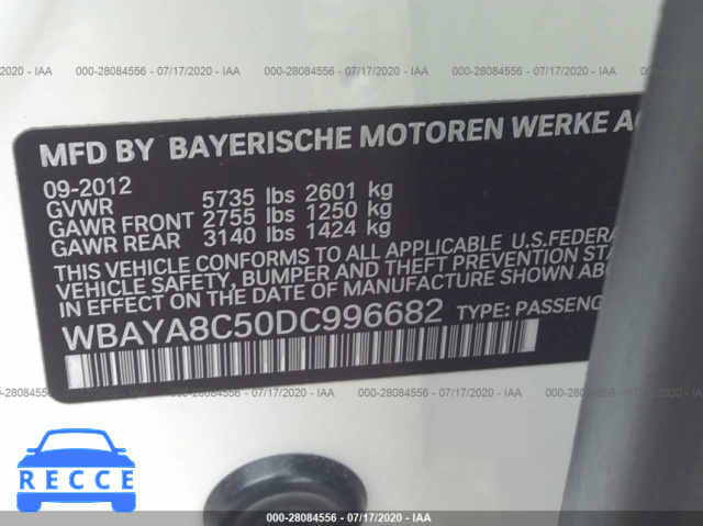 2013 BMW 7 SERIES I WBAYA8C50DC996682 image 8